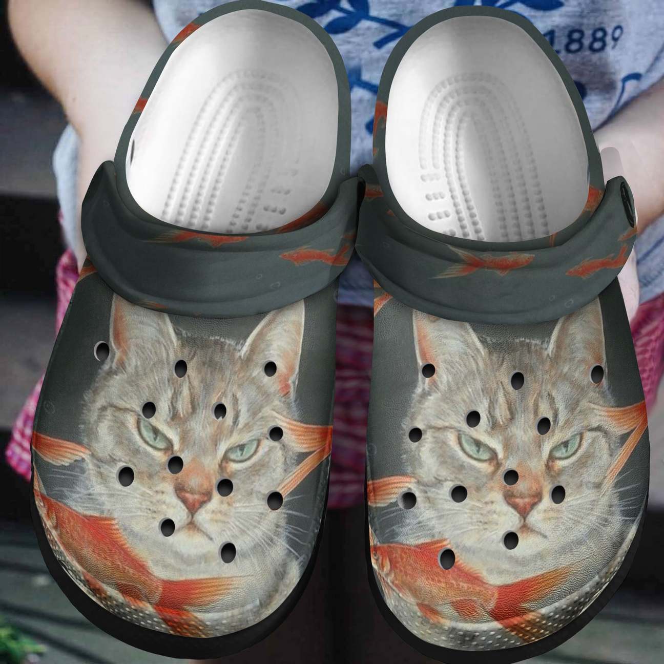 Cat Personalized Clog, Custom Name, Text, Color, Number Fashion Style For Women, Men, Kid, Print 3D A Cat And Fishes