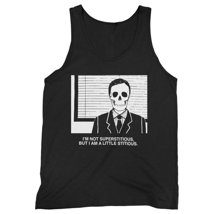 Skeleton Michael Scott Superstitious Quote The Office Dunder Mifflin Halloween Man’s Tank Top