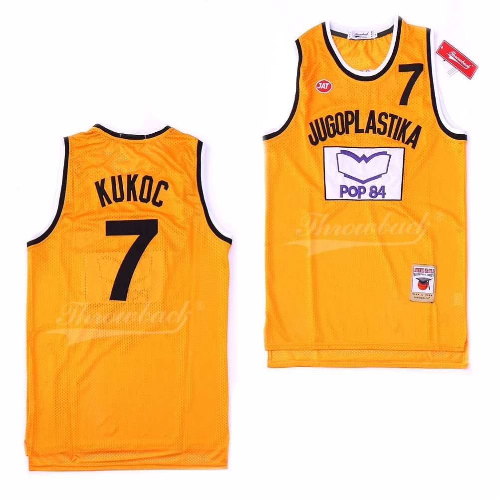 Toni Kukoc 7 Jugoplastika Yugoslavia NBA Yellow Jersey