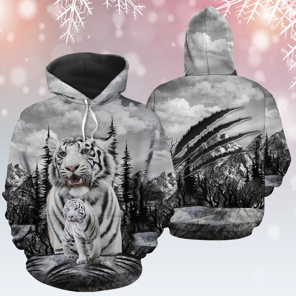 White Tiger Family Scratch TY1812 – All Over Print Unisex Hoodie