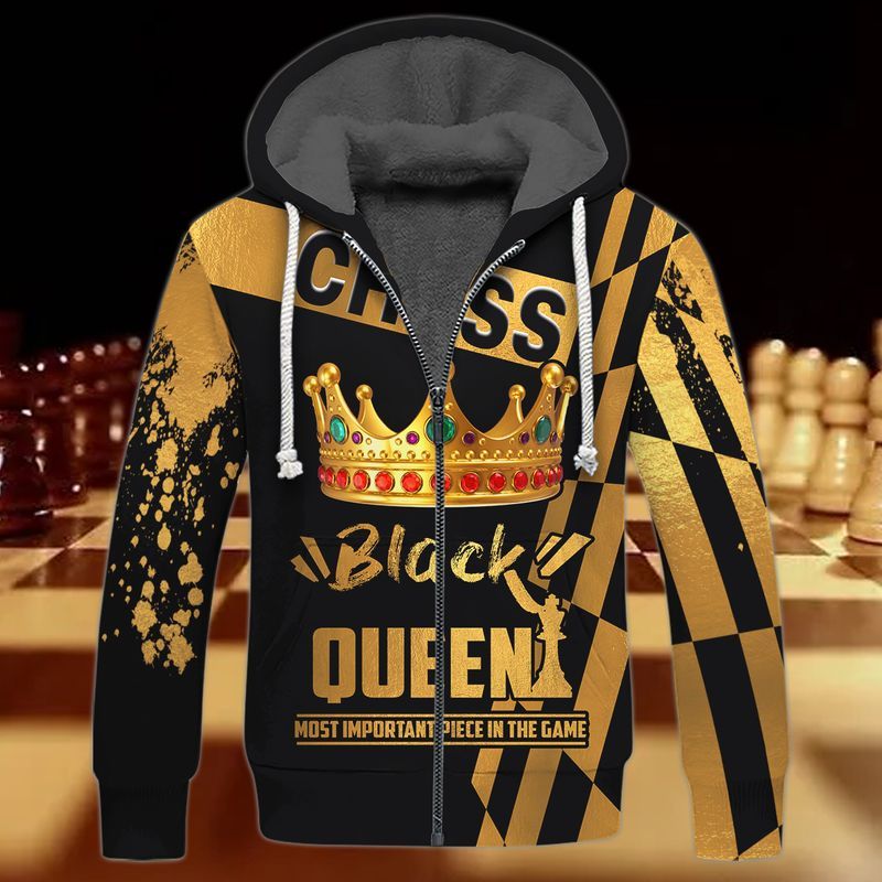 Black Queen Cool 3D Full Print Fleece Zipper