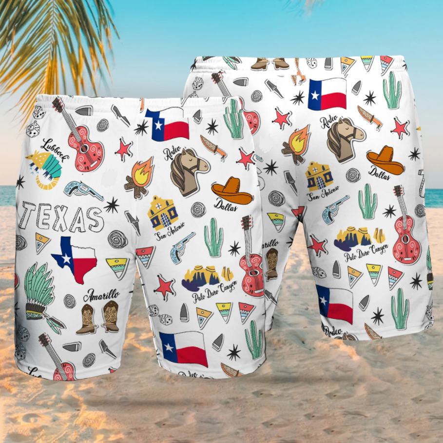 Texas Love Doodles All Over Printed Hawaii Short Ha38204