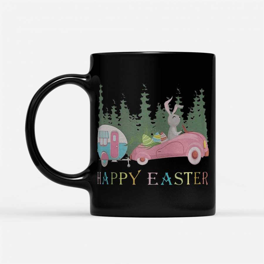 Camping Happy Easter Day Bunny Eggs – Black Mug