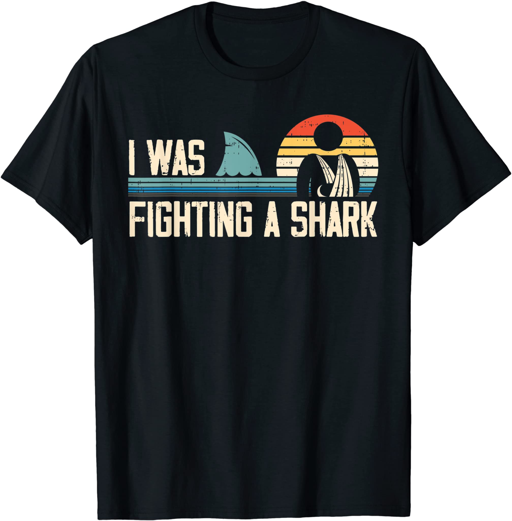 I Was Fighting A Shark Funny Arm Injury Broken Hand T-Shirt