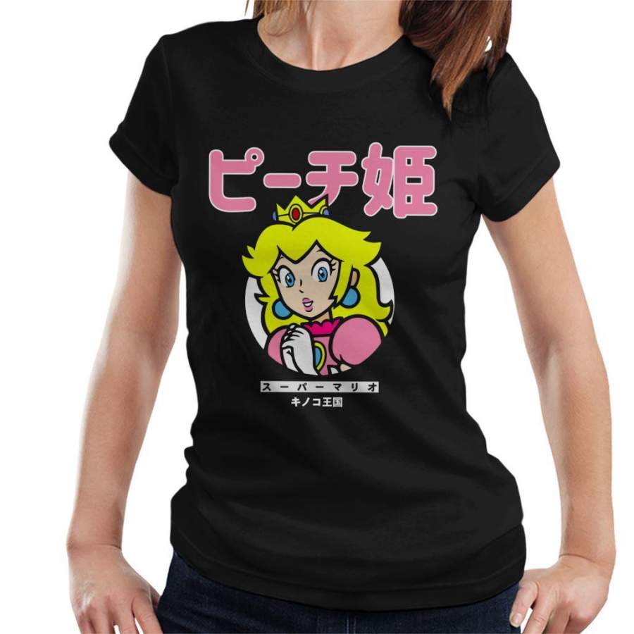 Super Mario Princess Peach Japanese Text Women’s T-Shirt