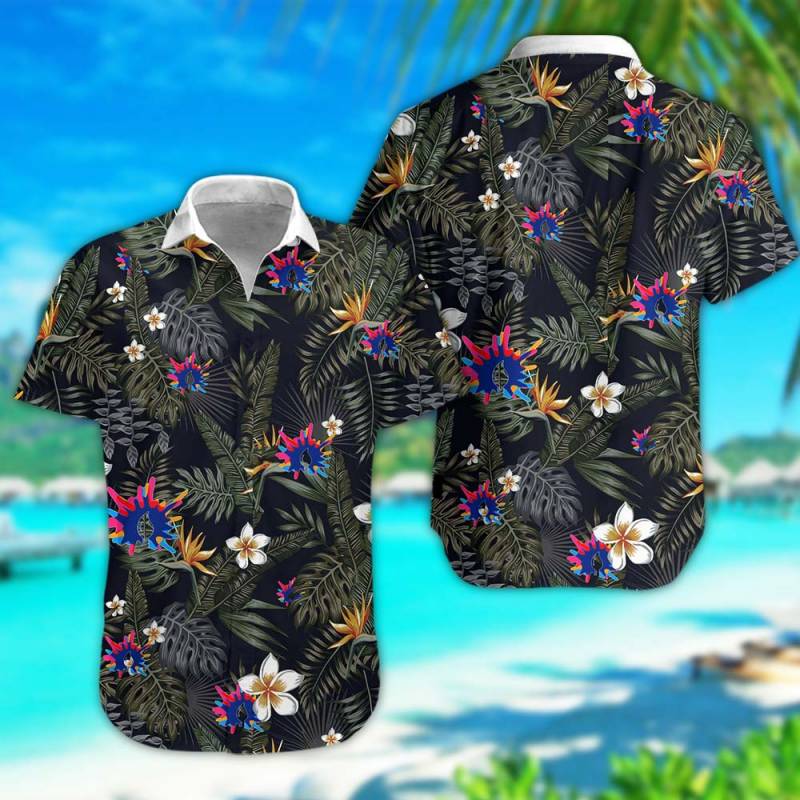 Artist Floral Hawaiian Shirt in Black And Green Rub Personalization 3D Full Print Button Shirt