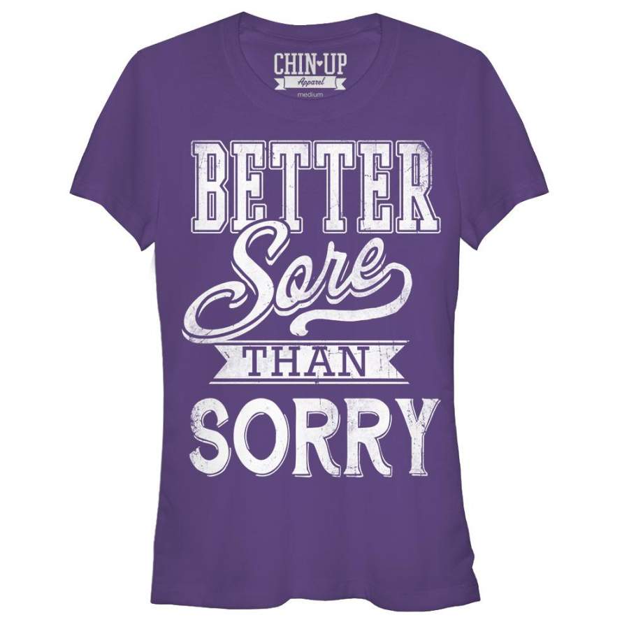 CHIN UP Junior’s Sore Not Sorry  T Shirt Purple