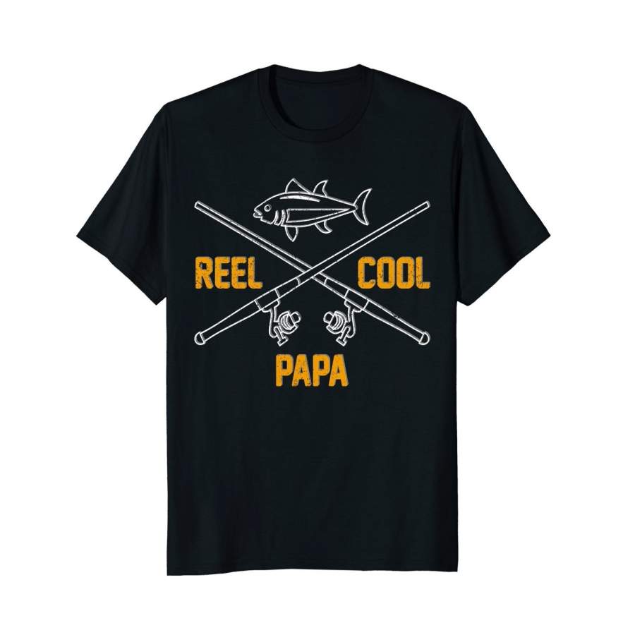 Reel Cool Papa T-Shirt Dads Daddy Men Funny Fishing Gift Tee Men T-Shirt