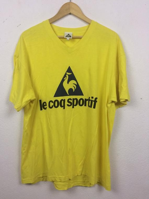 Vintage 90S Le Coq Sportif V Neck Shirt Big Logo Shirt