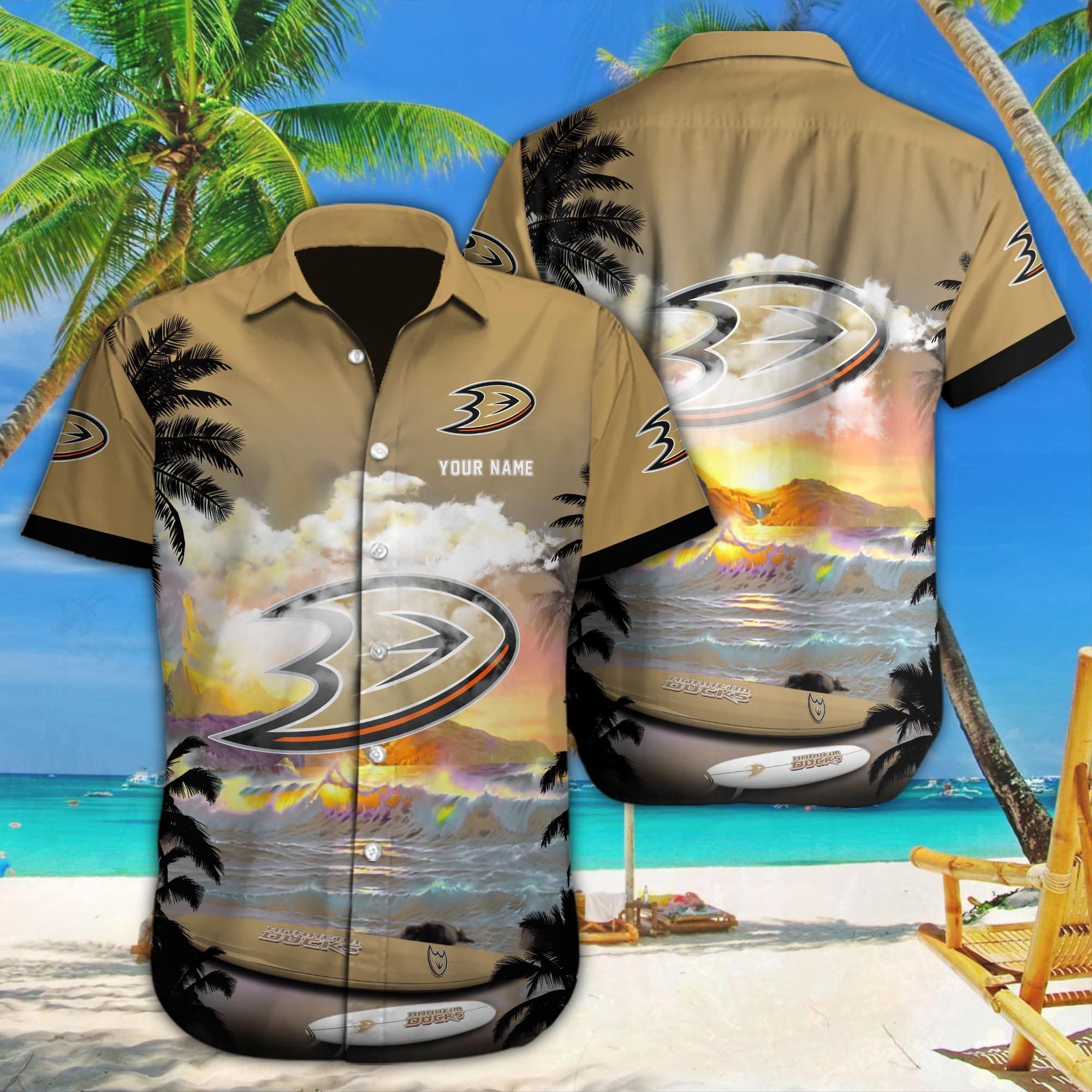 Anaheim Ducks Essence Aloft In Hawaiian Custom Outfit