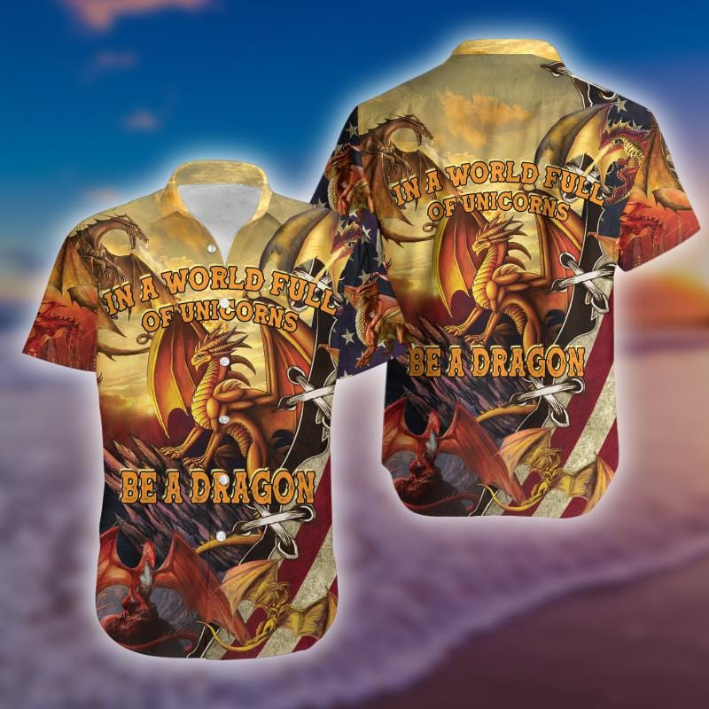 Hawaii Aloha Shirts In A World Full Of Unicorns Be Dragon Ha43639