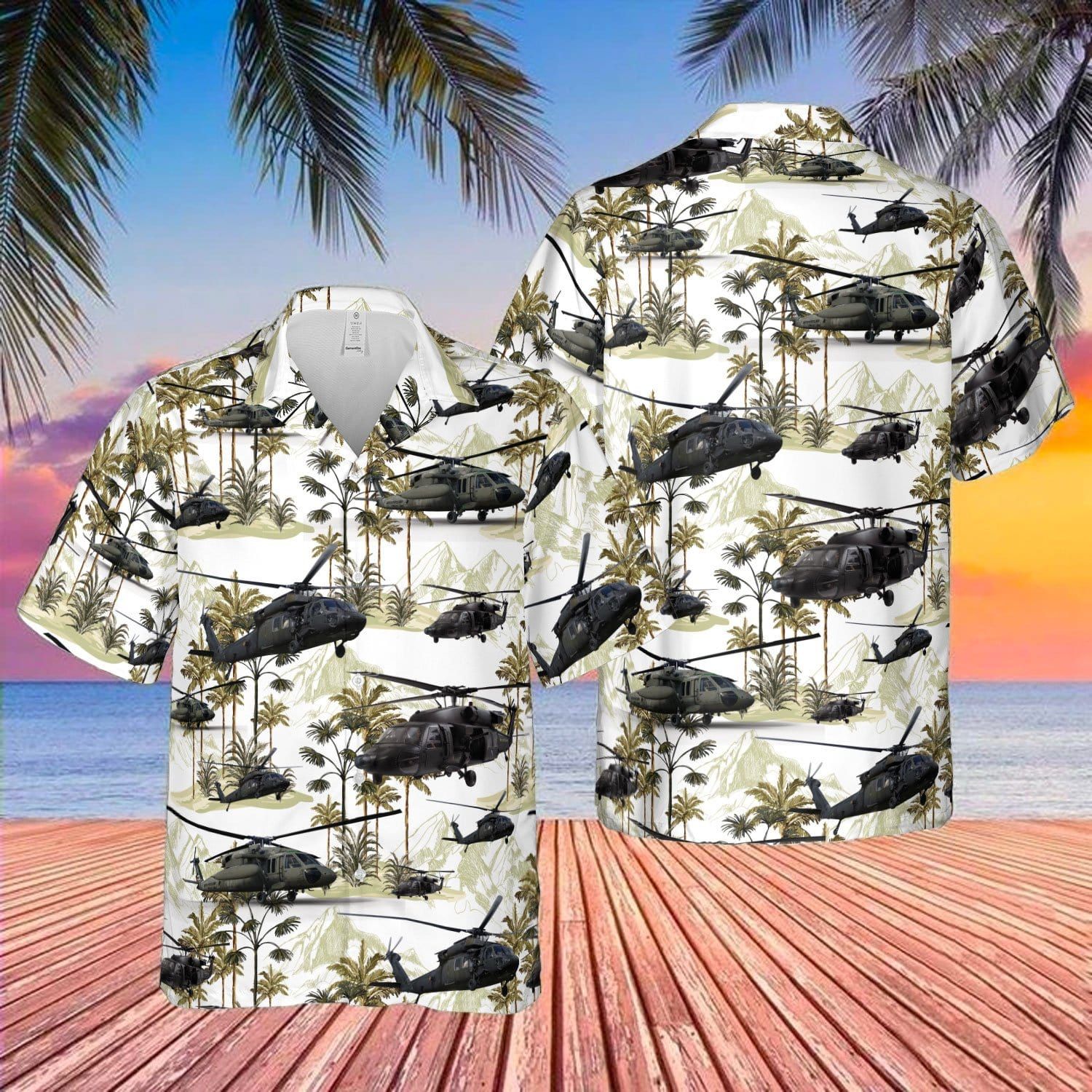 Hawaii Aloha Shirts Beach Shorts Army Black Hawk Tropical Ha109928