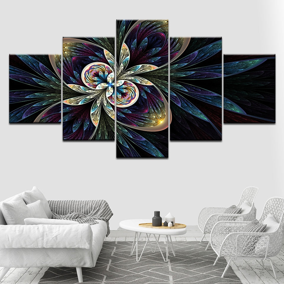 Abstract Flower Art 5 Piece Hd Multi Panel Canvas Wall Art Frame