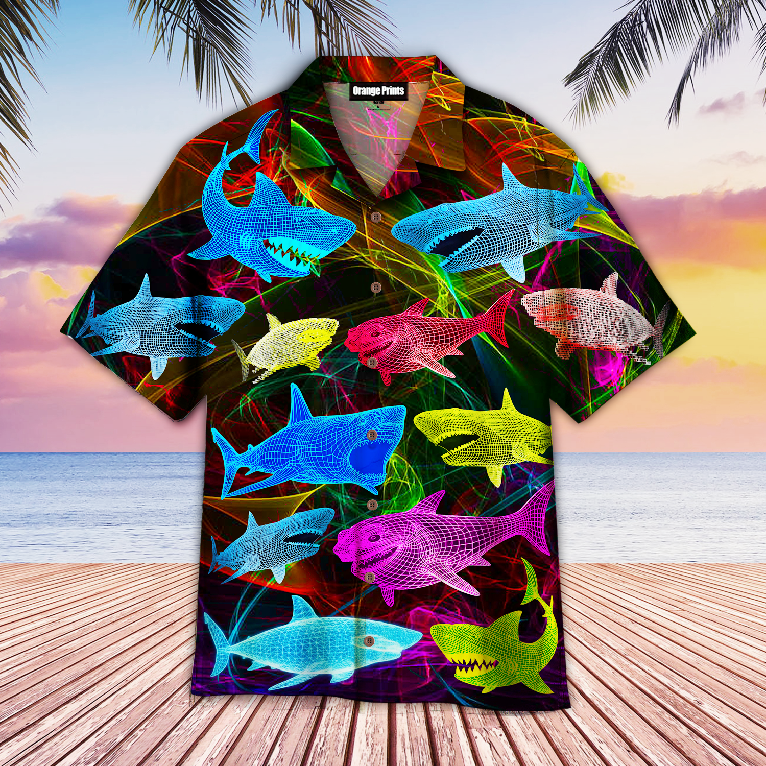 Neon Glowing Shark Hawaii Shirt For Men Women Ha13996