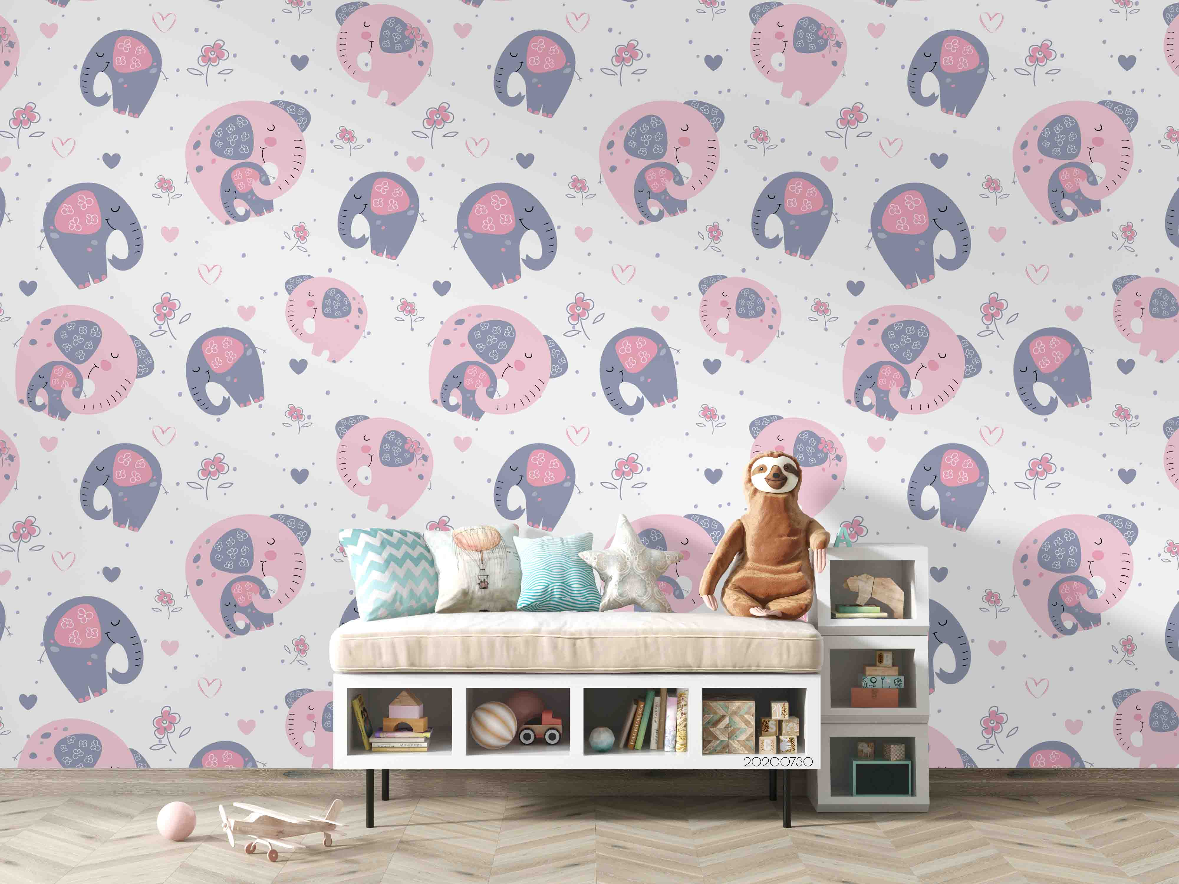 3D Cartoon Sleeping Floral Elephant Wall Mural Wallpaper Lxl 375