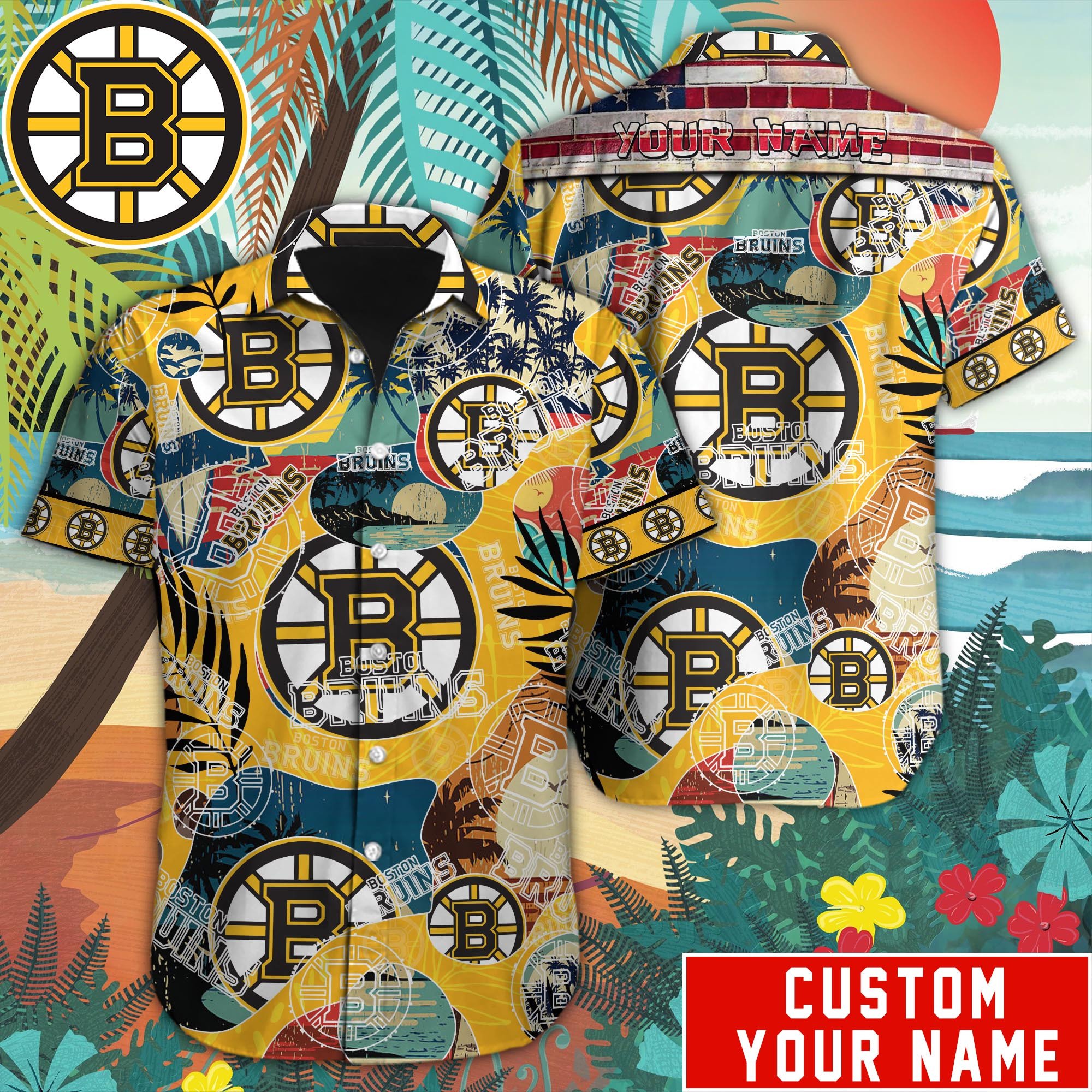 Boston Bruins Custom Name Hawaiian Shirt M-38779