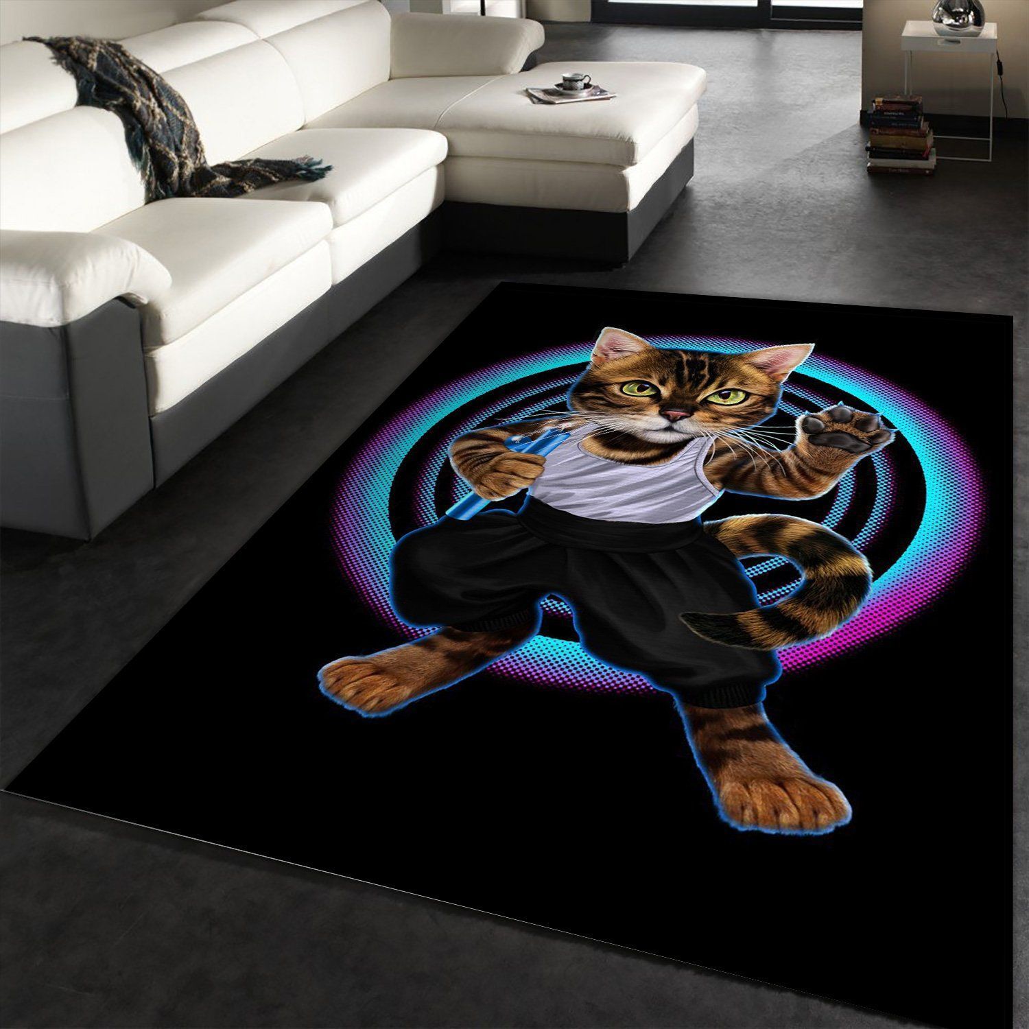 Kung Fu Bruce Cat Area Rug Living Room And Bedroom Rug Home Decor Floor Decor