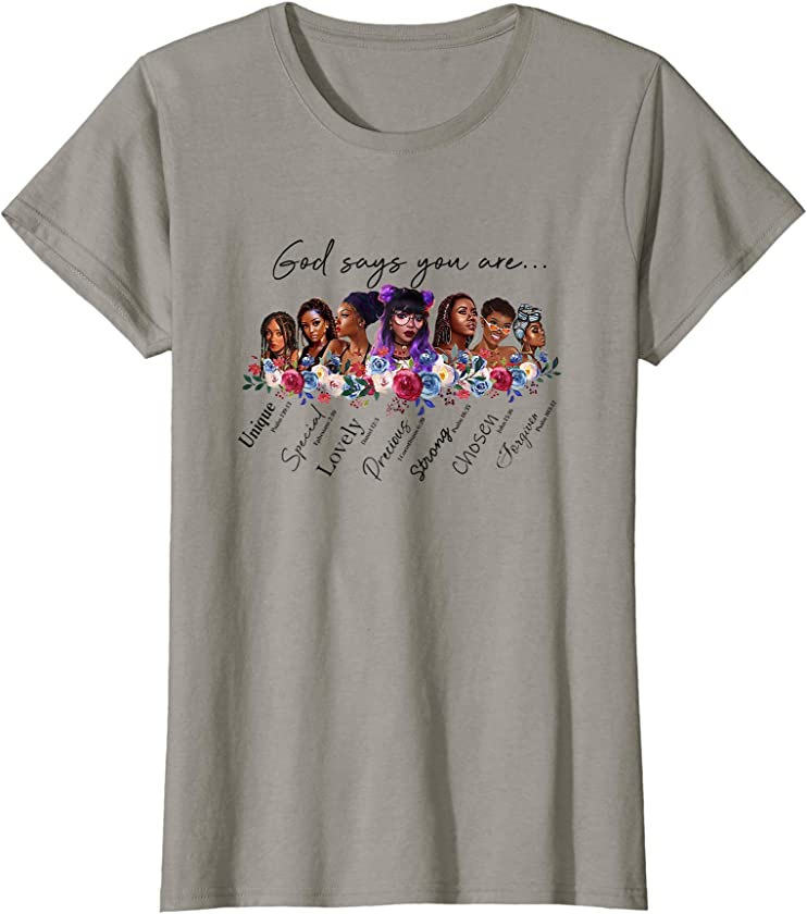 Womens God Says You Are Melanin Queen African American Natural Afro T-Shirt