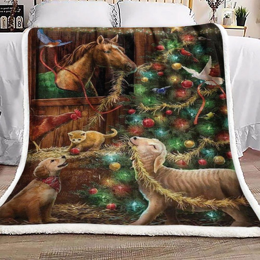 Animal Christmas HN280901F Sherpa Fleece Blanket