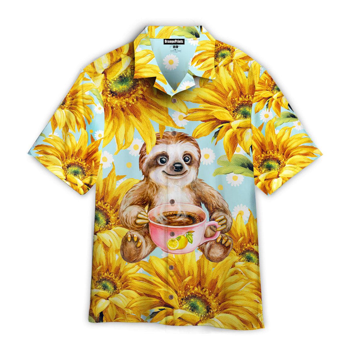 Sloth Coffee In Sunny Flower Forest Aloha Hawaii Shirts For Men Women Ha67100