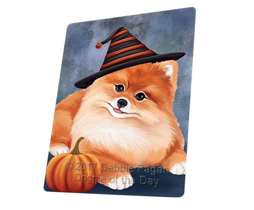 Happy Halloween Pomeranian Dog Wearing Witch Hat With Pumpkin Art Portrait Print Woven Throw Sherpa Plush Fleece Blanket D064