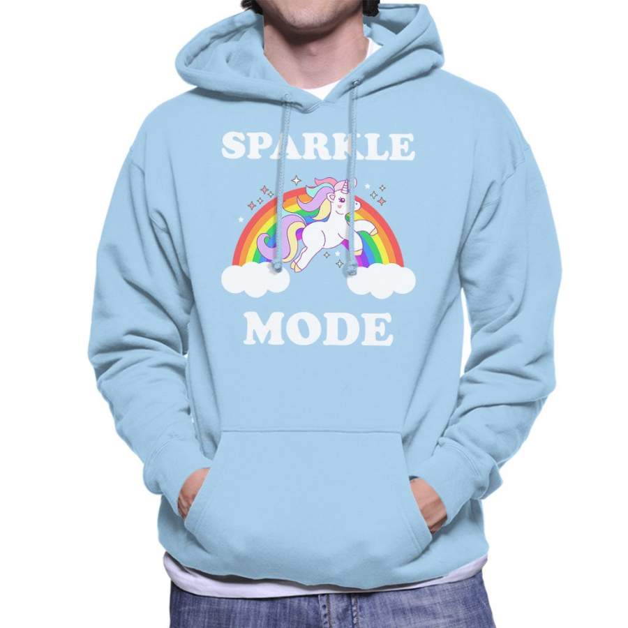 Unicorn Sparkle Mode Men’s Hooded Sweatshirt