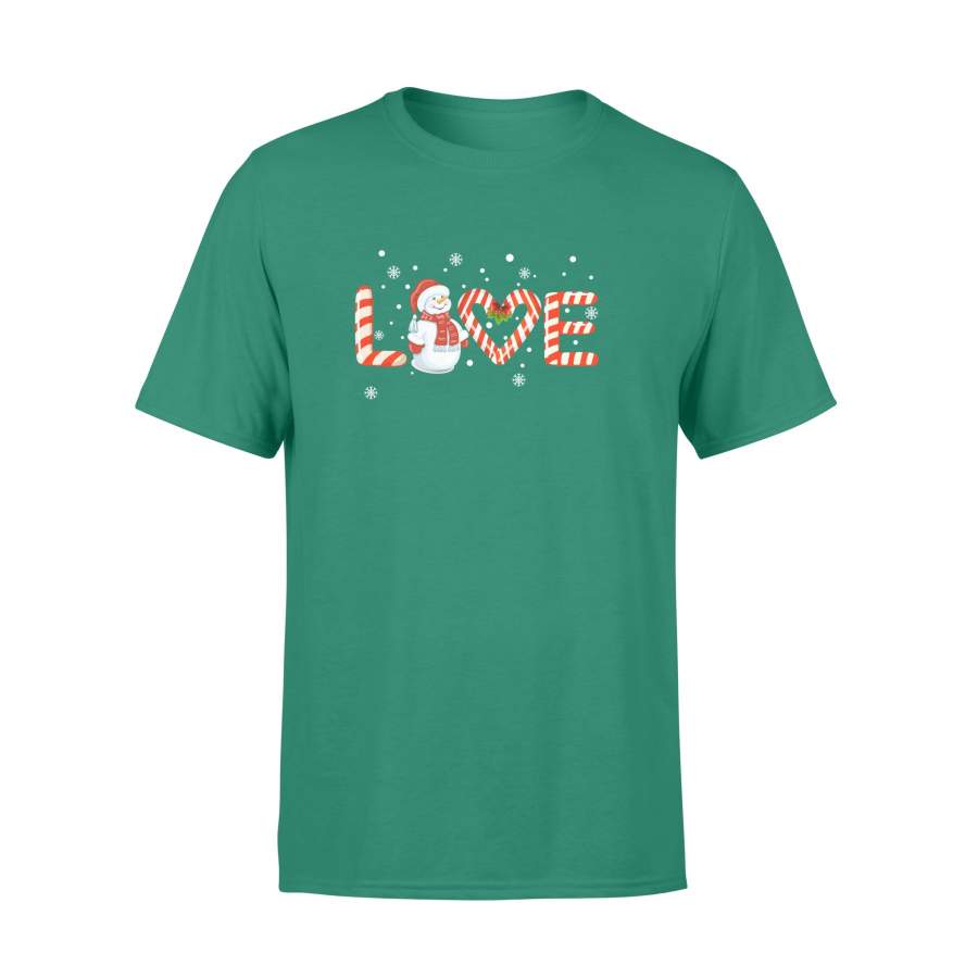 Love Christmas Candy Snowman T-shirt