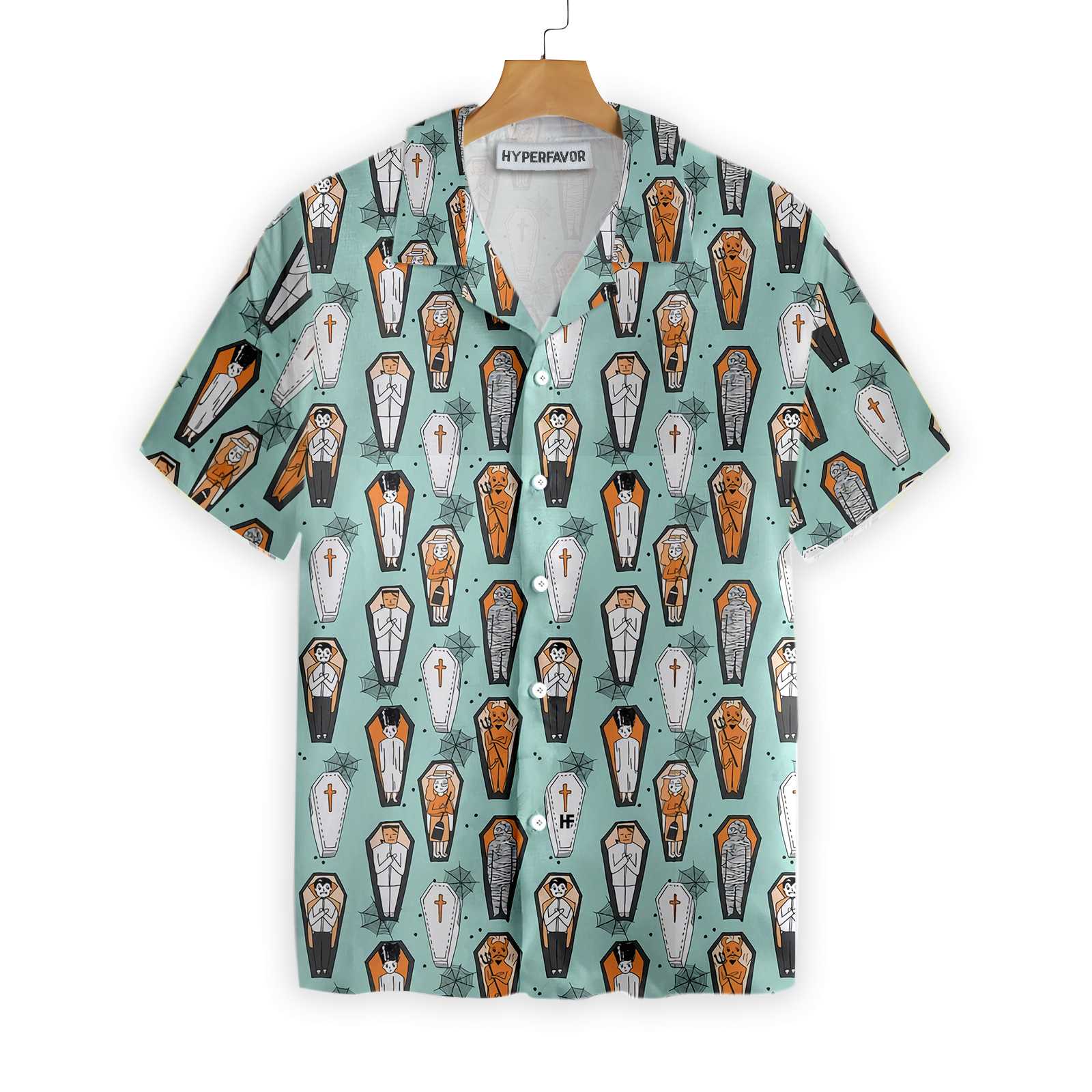 Vampire Coffins Halloween Shirt For Arctic Blue Coffin Pattern Hawaii Ha59151