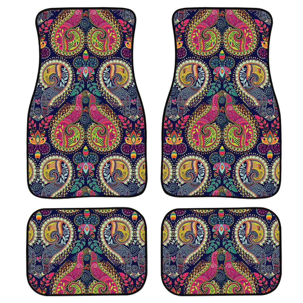 Colorful Boho Paisley Pattern Print Front And Back Car Floor Mats, Front Car Mat