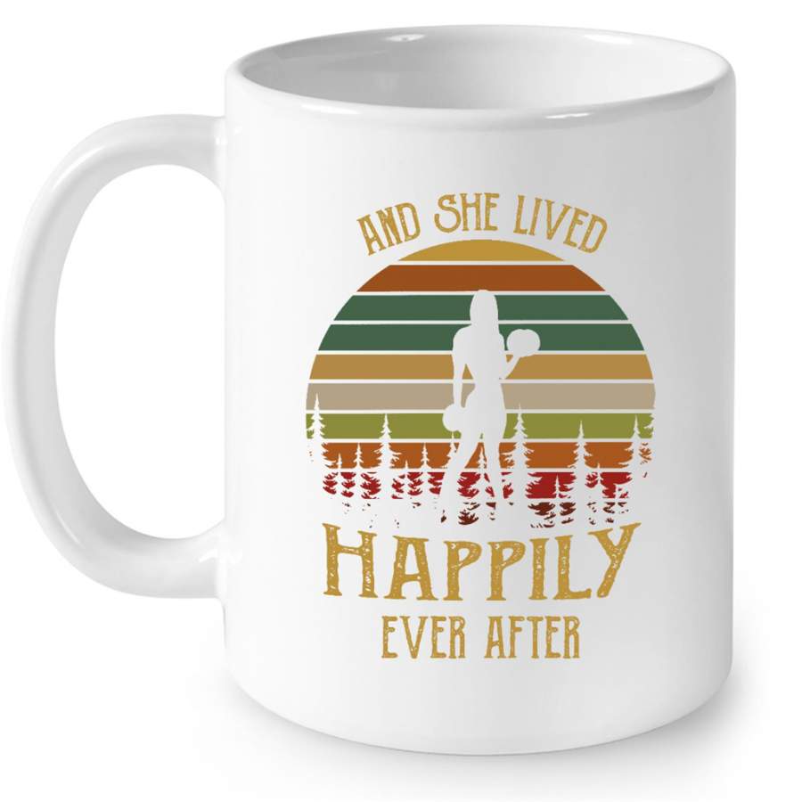 And She Lived Happily Ever After, Girl Weightlifting Fitness Gym, Classic Vintage – Full-Wrap Coffee White Mug