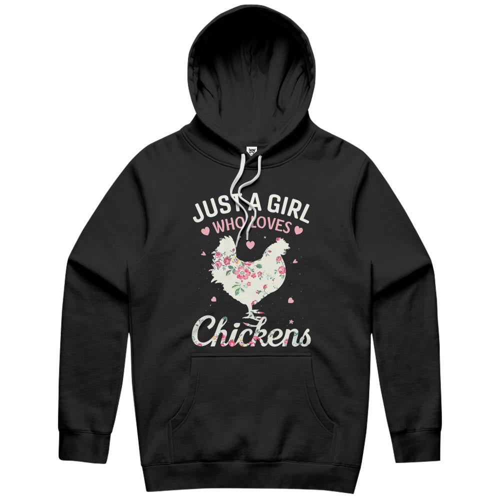 Womens Just A Girl Who Loves Chickens Hoodie