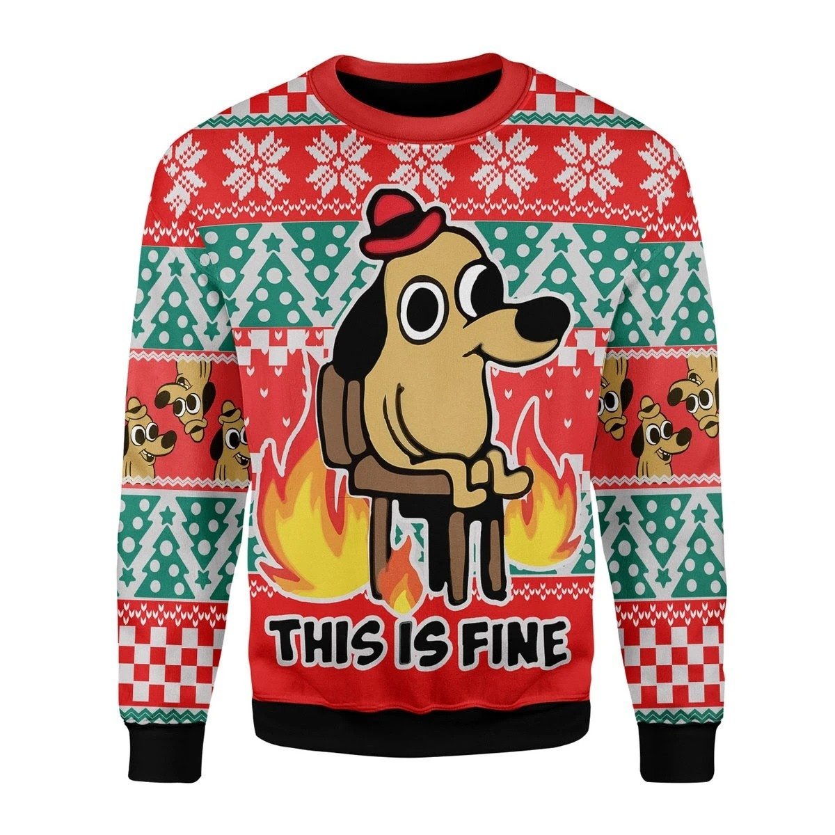 This Is Fine Meme Ugly Christmas Sweater | Unisex | Adult | Us3738