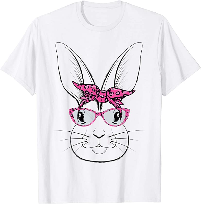 Cute Bunny Face With Leopard Glasses And Pink Bandana Women T-Shirt