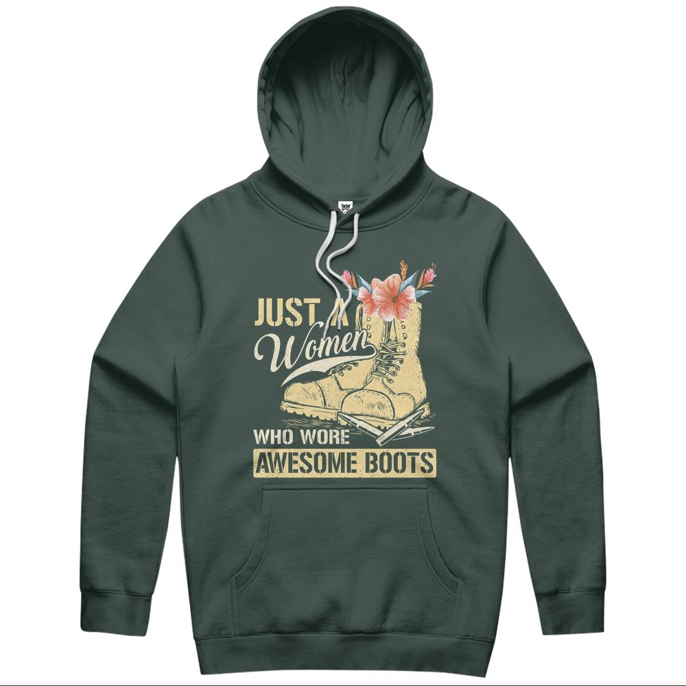 Veteran Mom Wife Just A Women Who Wore Awesome Boots Veretan Day Hoodie