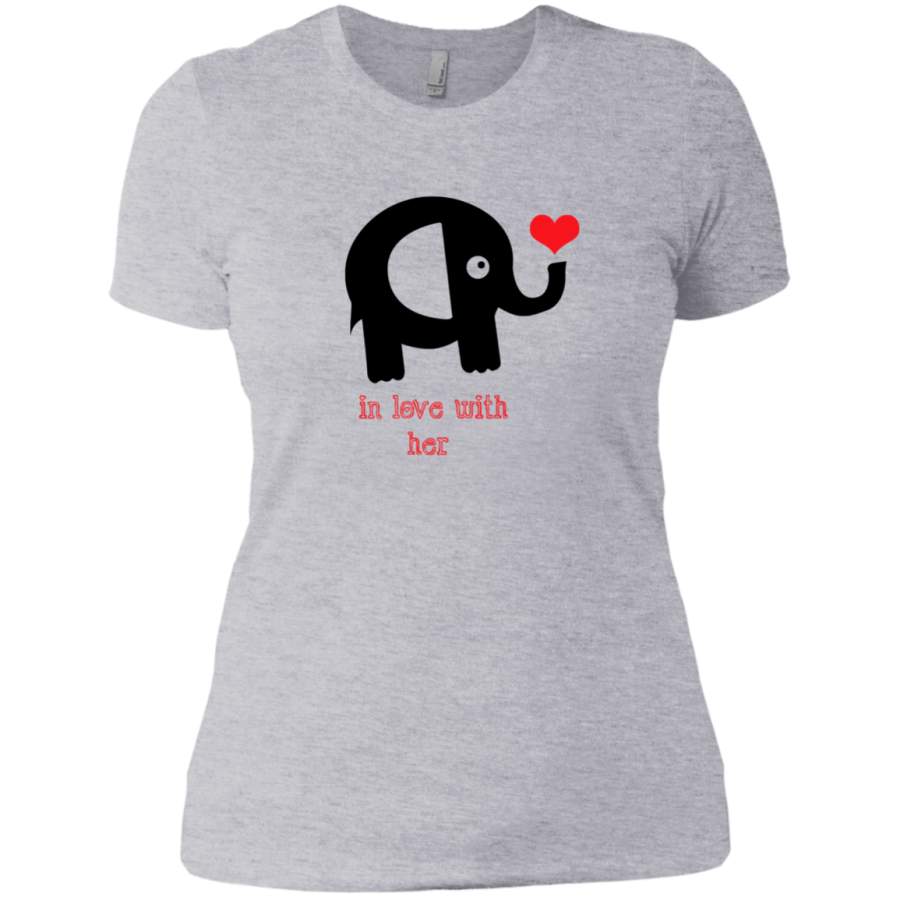 In love with her VALENTINES – Couple T Shirt NL3900 Next Level Ladies’ Boyfriend T-Shirt
