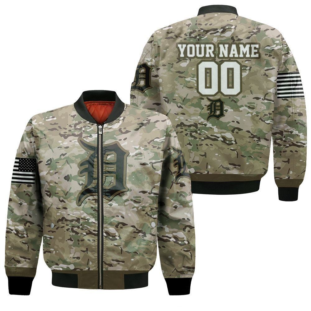 Personalized Detroit Tigers Camouflage Veteran 3D Bomber Jacket