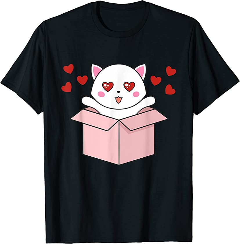 Cat Kawaii Valentines Day Cute Kitten Heart V-Day Pajama T-Shirt