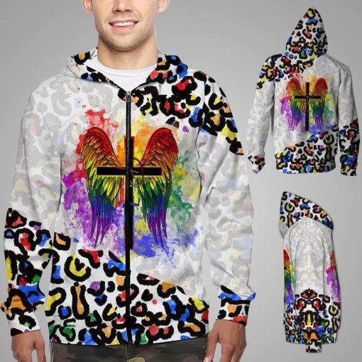 Colorful Leopard With The Cross And Wings 3D All Over Print