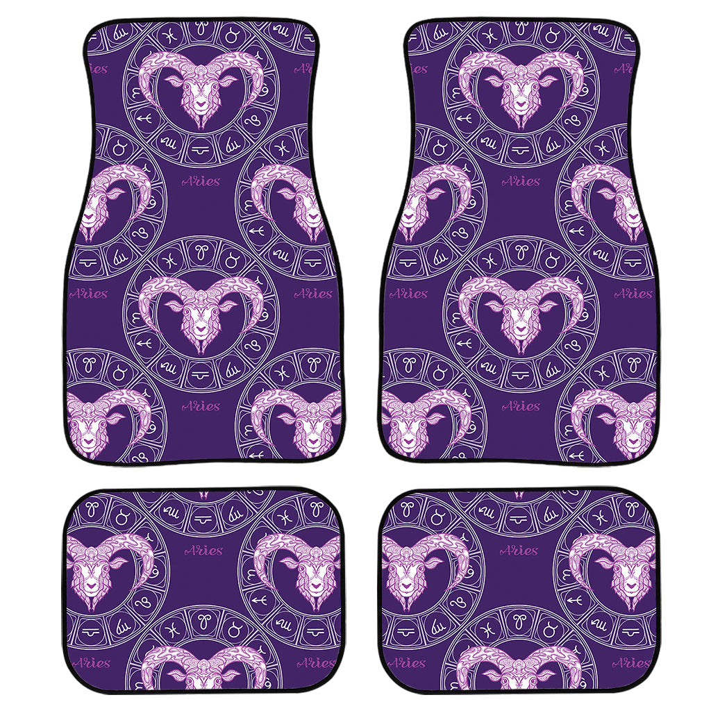 Purple Aries Zodiac Pattern Print Front And Back Car Floor Mats, Front Car Mat