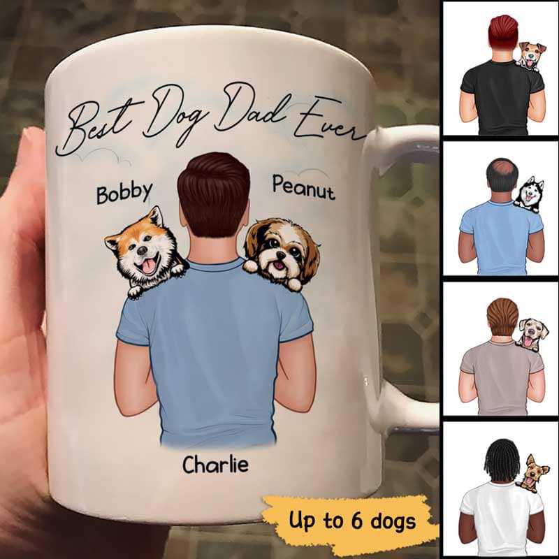 Dad Carrying Dogs On Shoulder Best Dog Dad Ever Personalized Mug