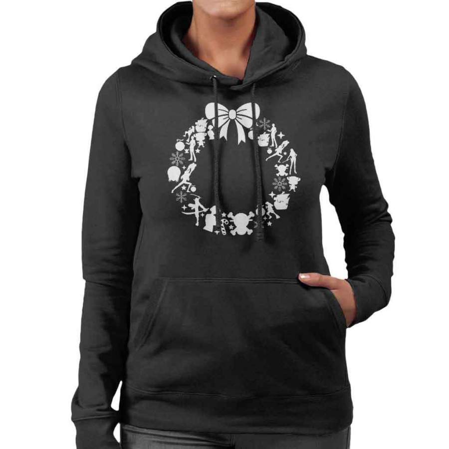 One Piece Christmas Wreath Pattern Women’s Hooded Sweatshirt