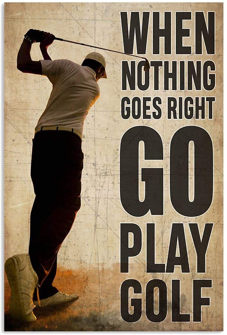 Vintage Man Playing Golf – Go Play Golf Poster Art Print      Home Decor Gift For Men Women Family Frd On Birthday Xmas