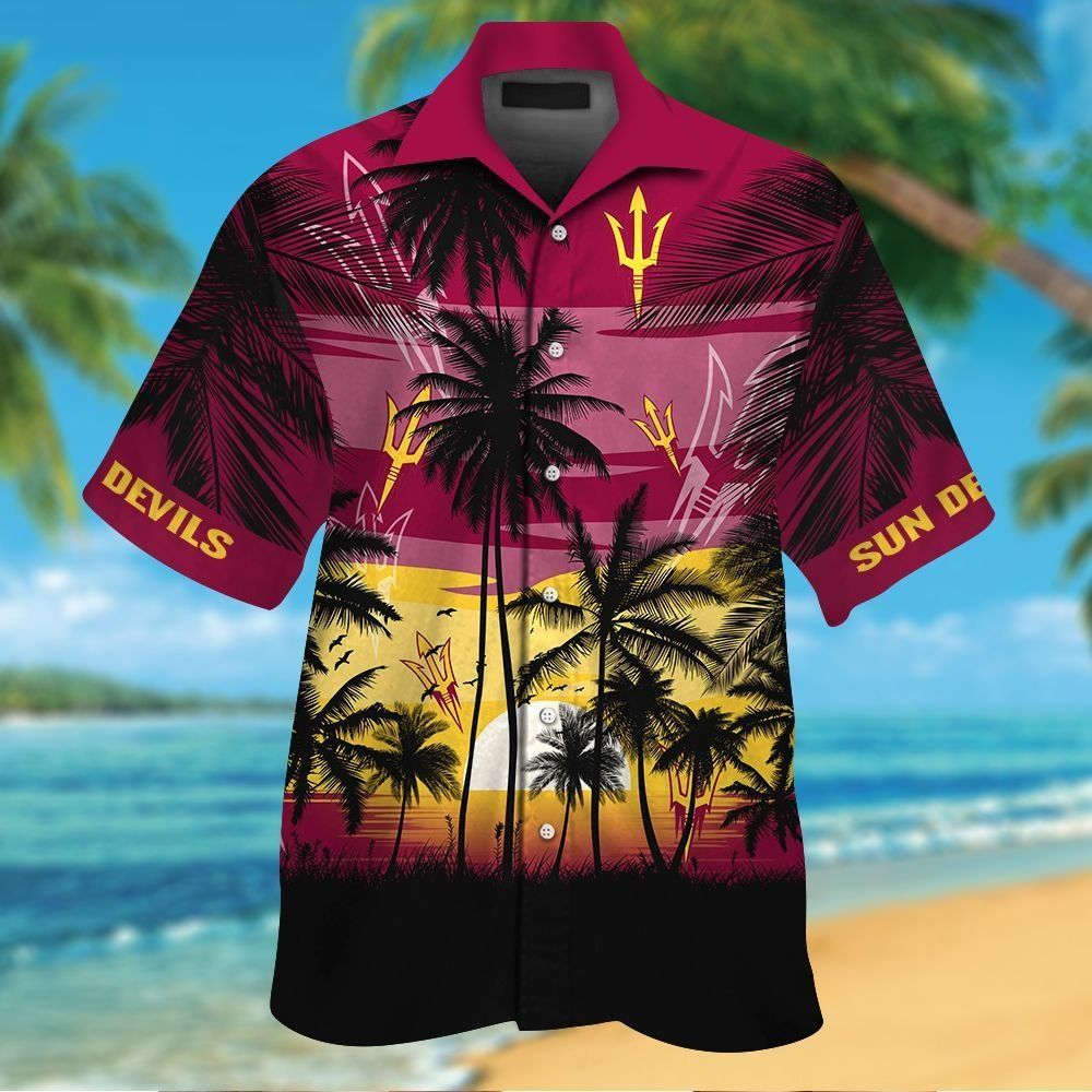 Arizona State Sun Devils Short Sleeve Button Up Tropical Shirt Hawaiian Shirt