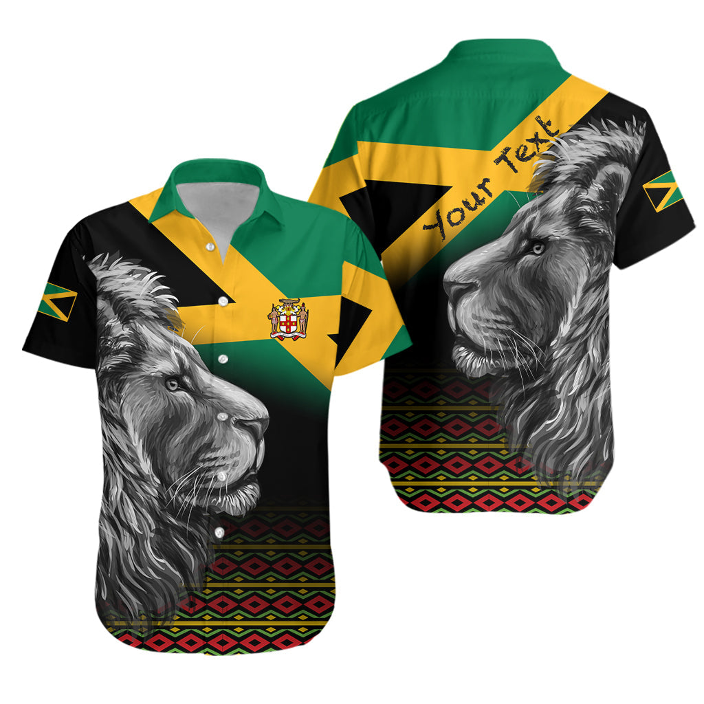 (Custom Personalised) Jamaica Lion Hawaiian Shirt Jamaican Pattern Version Black Lt13