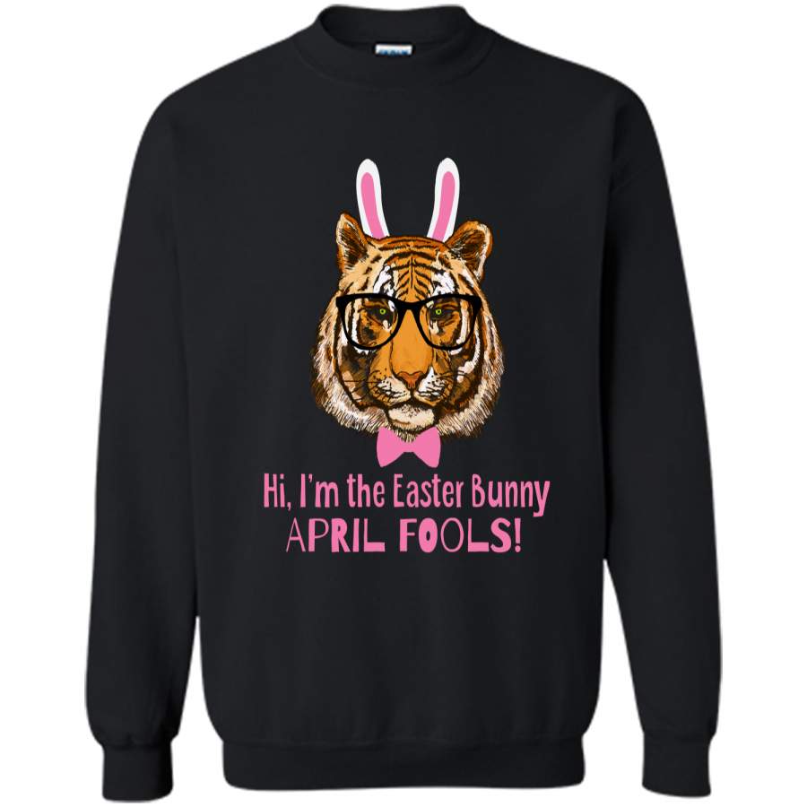 Easter Tiger Funny April Fools Easter Bunny Tee Shirt Printed Crewneck Pullover Sweatshirt 8 oz