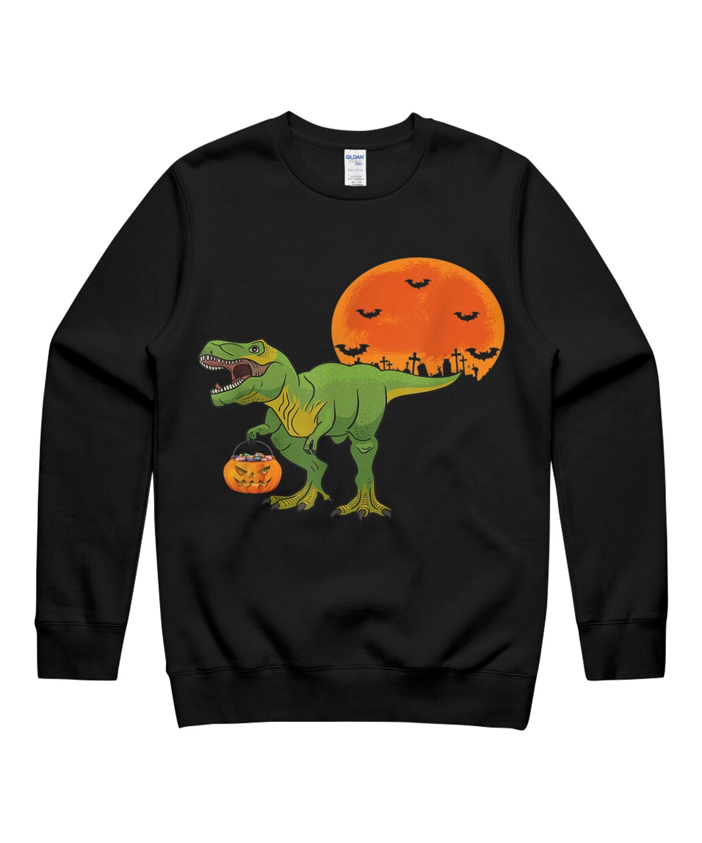 T-Rex Halloween Dinosaur Boys Pumpkin Jack O Lantern Candy T-Shirt Halloween T-Shirt Unisex Crewneck Sweatshirt