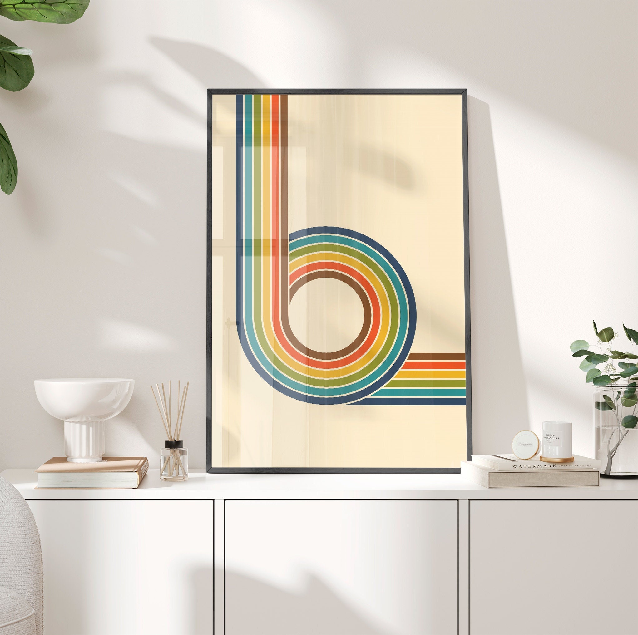 Retro Rainbow 70S Poster, Geometric 1970S Retro Art Poster, 70'S Aesthetic, Rainbow Poster, Bauhaus Poster, Colourful Groovy Art Ps0182 -Home Decor