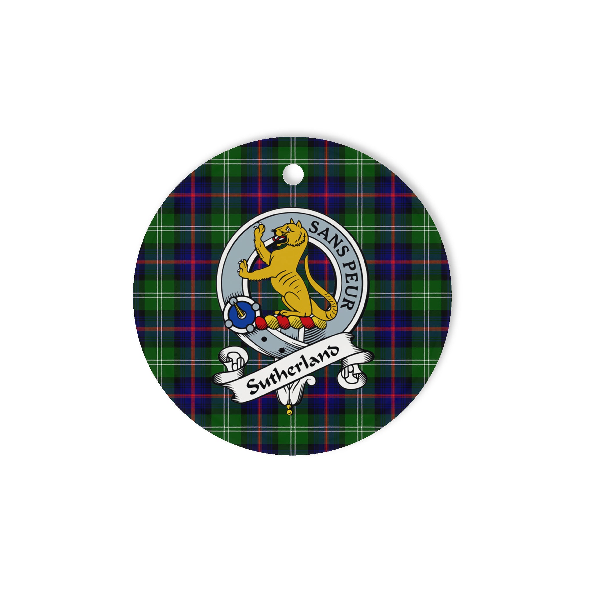 Sutherland Scottish Clan Badge Plaid Ornament Gift. Christmas Tree Ornament Sutherland Clan Tartan Ornament Great Christmas Ornaments Gift