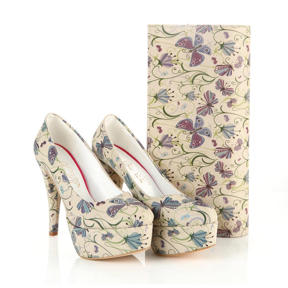 Spring Flowers Platform Shoes And Bag Set St7026