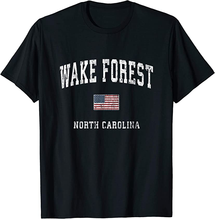 Wake Forest North Carolina NC Vintage American Flag Sports T-Shirt